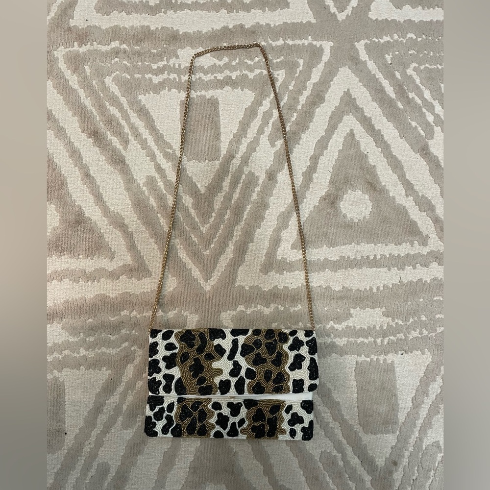 Leopard Beaded Clutch